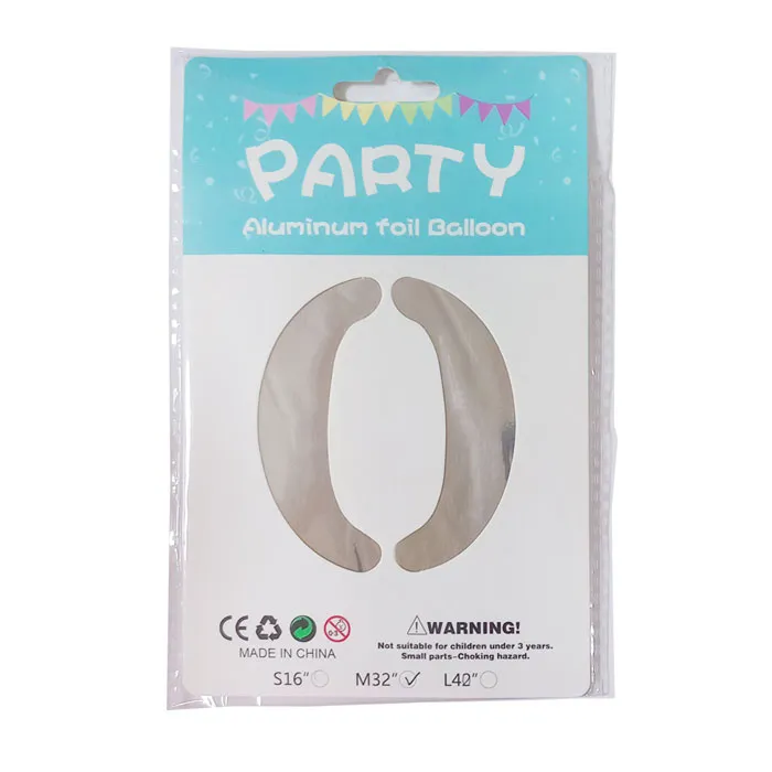 Foil Balloon No.0 32" Silver CML