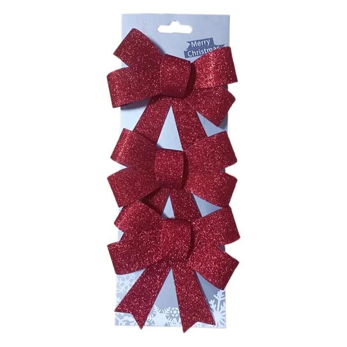 Xmas Bow Ref 6024 pk 3, 10x12cm A:Gold, silver, red WTC