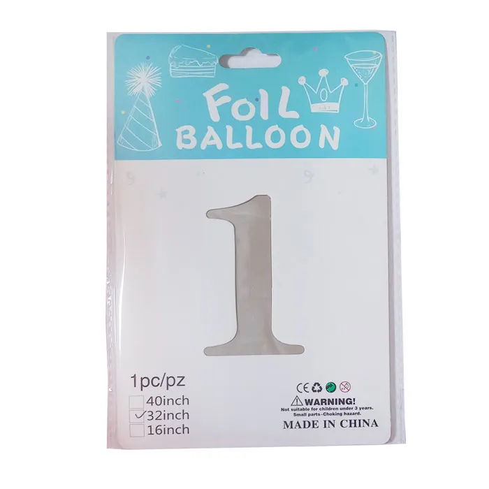 Foil Balloon No.1 32" Silver CML