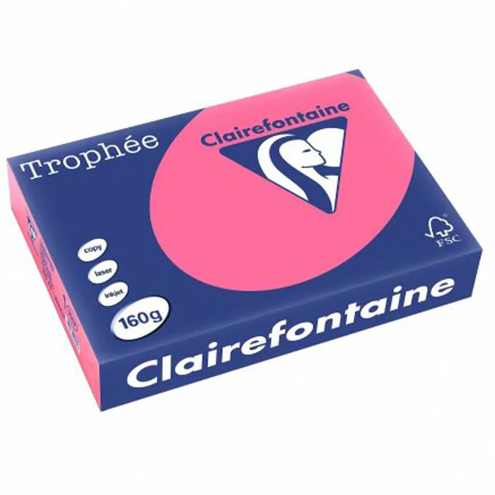 Bristol Paper Ref 1017C A4 Fuchsia, 160gsm [Ream: 250 Sheets] Clairefontaine