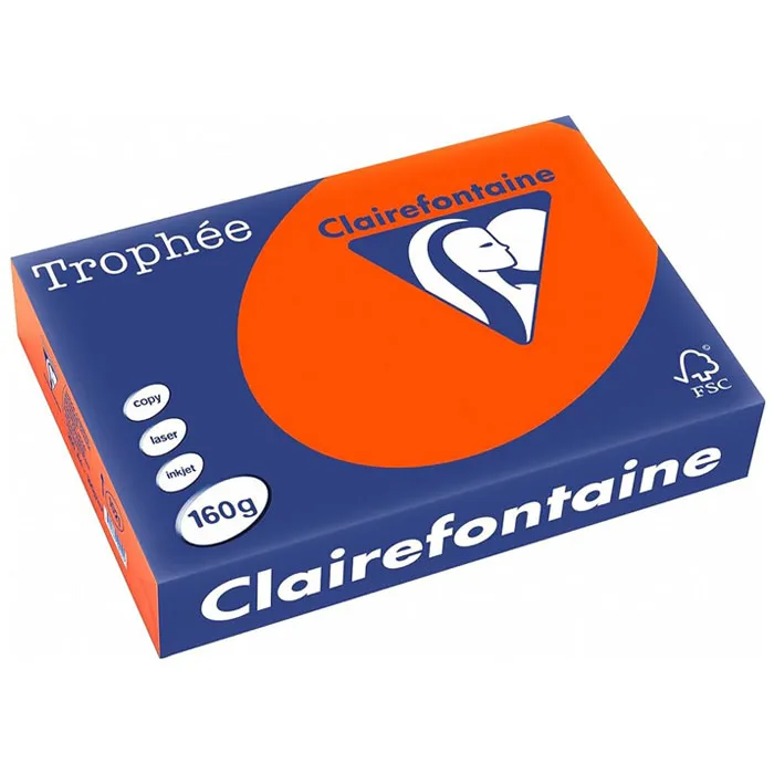 Bristol Paper Ref 1765C A4 Bright Orange, 160gsm [Ream: 250 Sheets] Clairefontaine