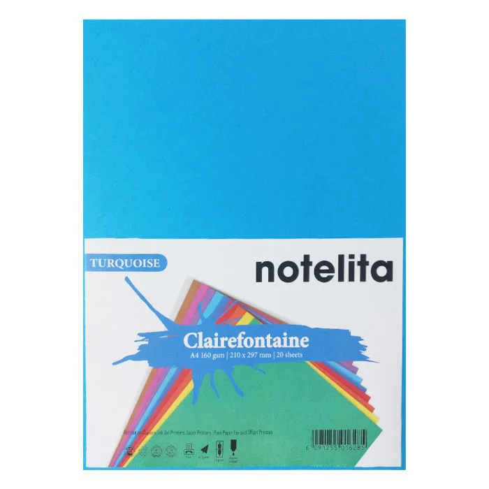 Bristol Paper Ref 1022C A4 Turquoise, 160gsm [Pk 20] Clairefontaine