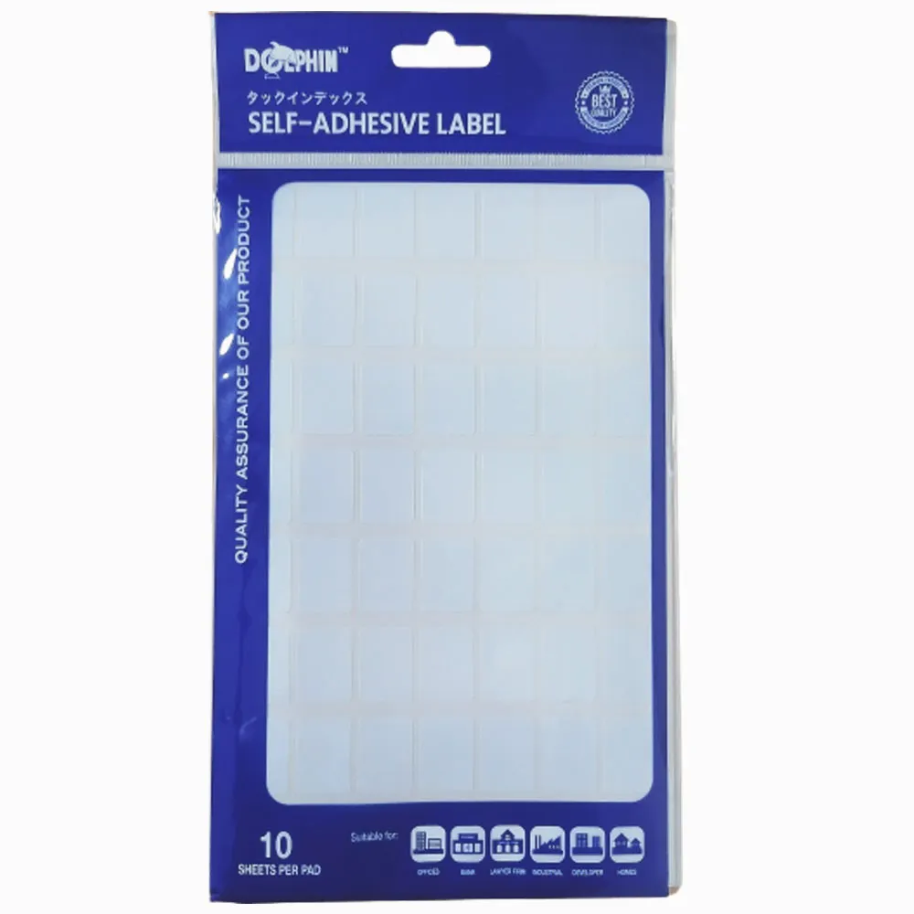 White Labels [Pk 10] 16*22mm, 56 Labels/Sheet Dolphin