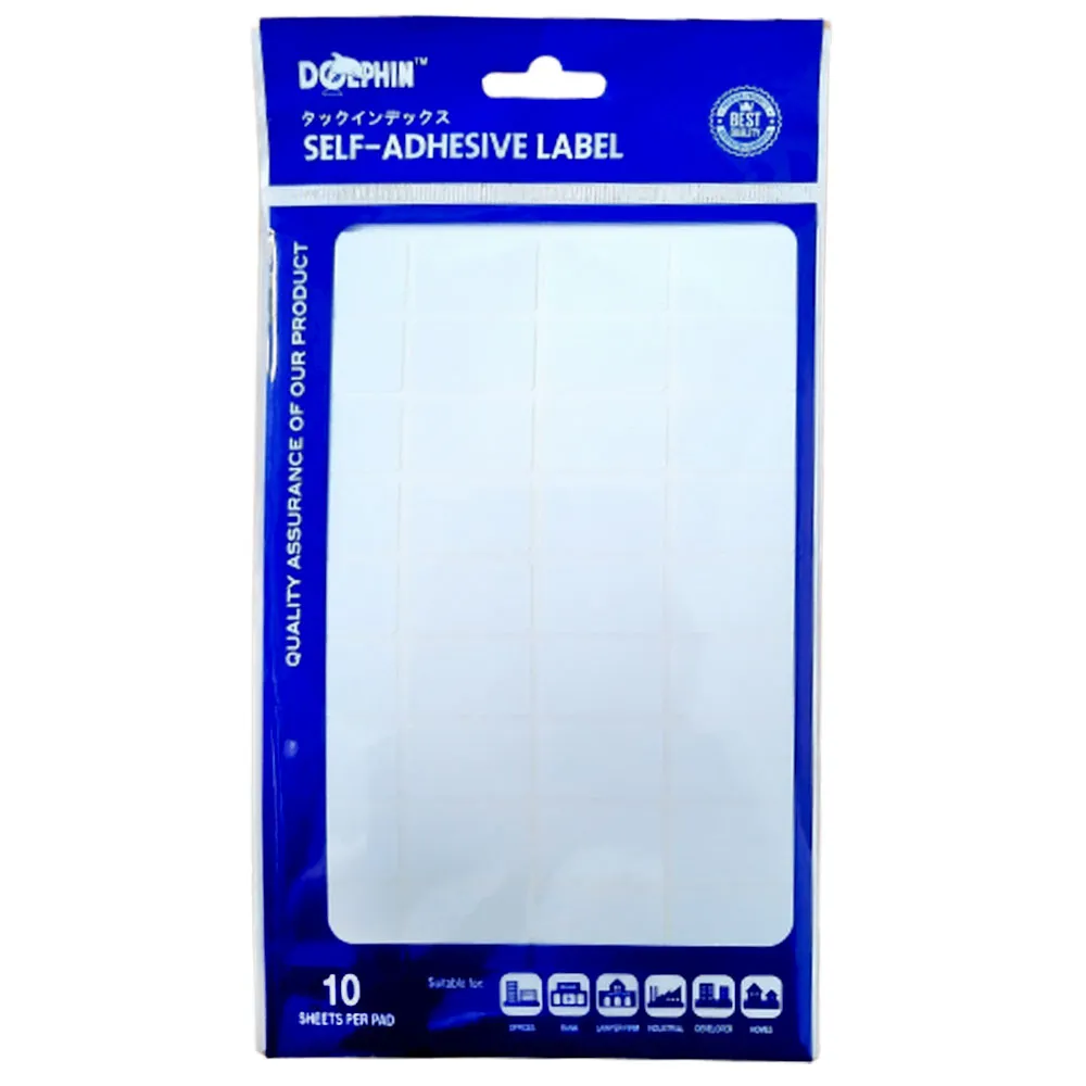 White Labels [Pk 10] 19*30mm, 40 Labels/Sheet Dolphin