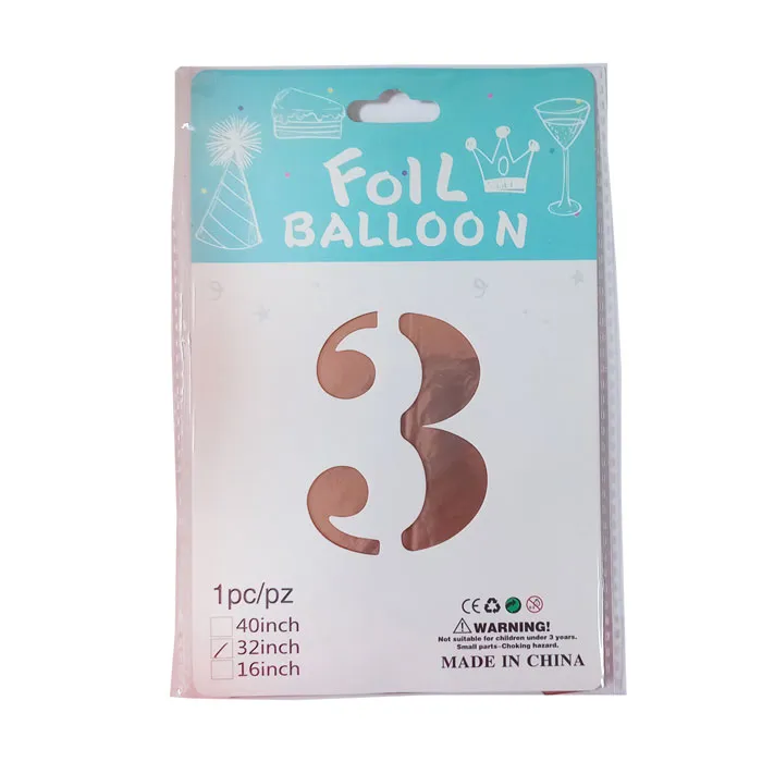 Foil Balloon No.3 32" Rosegold CML