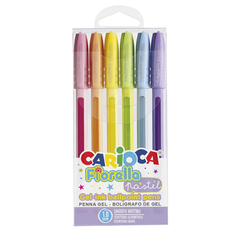 Ballpoint Pens Gel Ink Fiorella Ref 43364 6pcs, Pastel Colors Carioca
