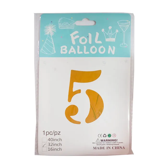 Foil Balloon No.5 32" Gold CML 