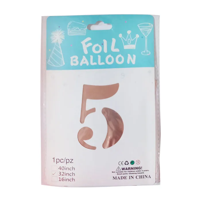 Foil Balloon No.5 32" Rosegold CML