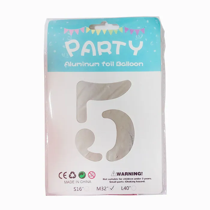 Foil Balloon No.5 32" Silver CML