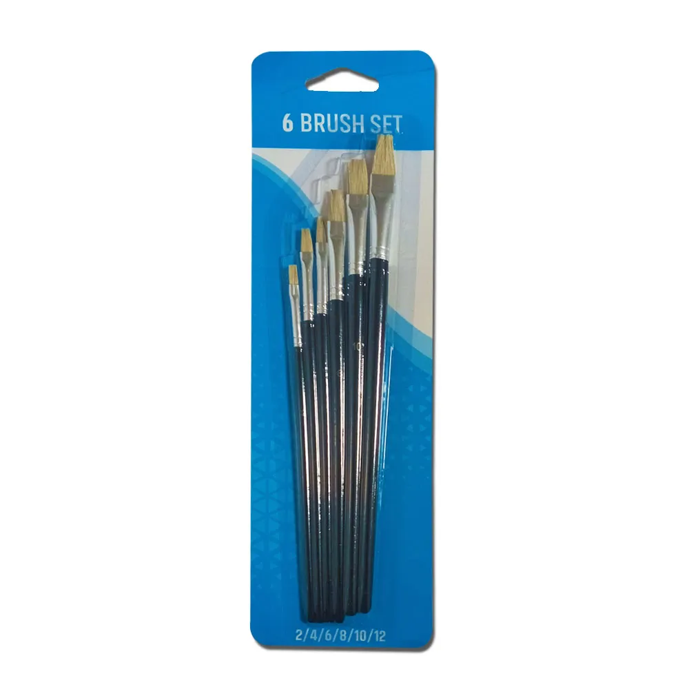 Paint Brushes  Set of 6 Flat Brushes [2,4,6,8,10,12] Blue