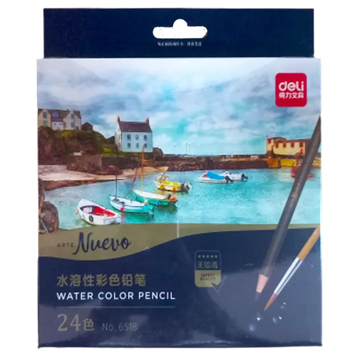 Colored Pencil Ref 6518  24 Colors, Black  Deli