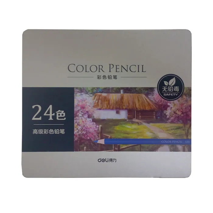 Colored Pencil Ref 6565 24 colors, metal box Deli