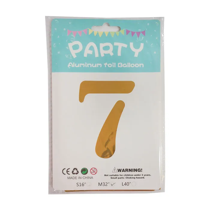 Foil Balloon No.7 32" Gold CML