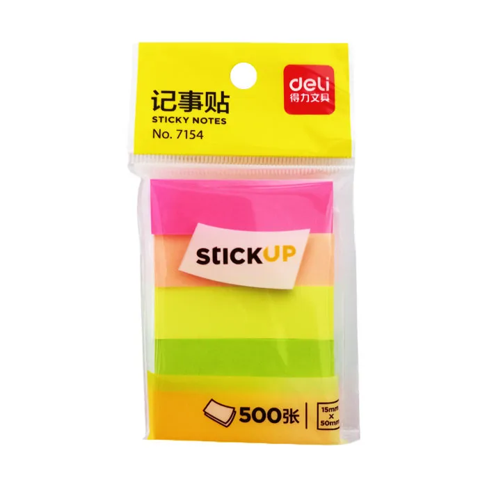 Sticky Notes Ref 7154 Index Tabs :50*15mm, 100 shtsx5 col [fluo] Deli