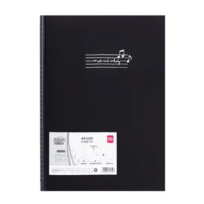 Music Book Ref 72585 A4, 30 Sheets  ,Black , 297*210mm Deli