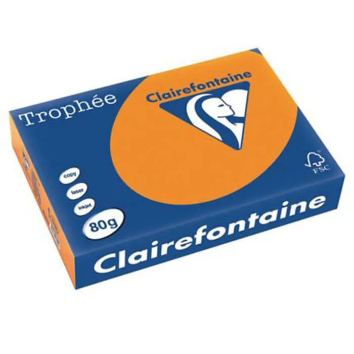 Colour Copy Paper Ref 1761C A4 Bright Orange, 80gsm [Ream: 500 Sheets] Clairefontaine