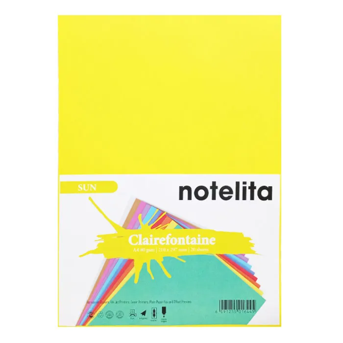 Colour Paper Ref 1877C A4 Sun, 80gsm [Pk 20] Clairefontaine