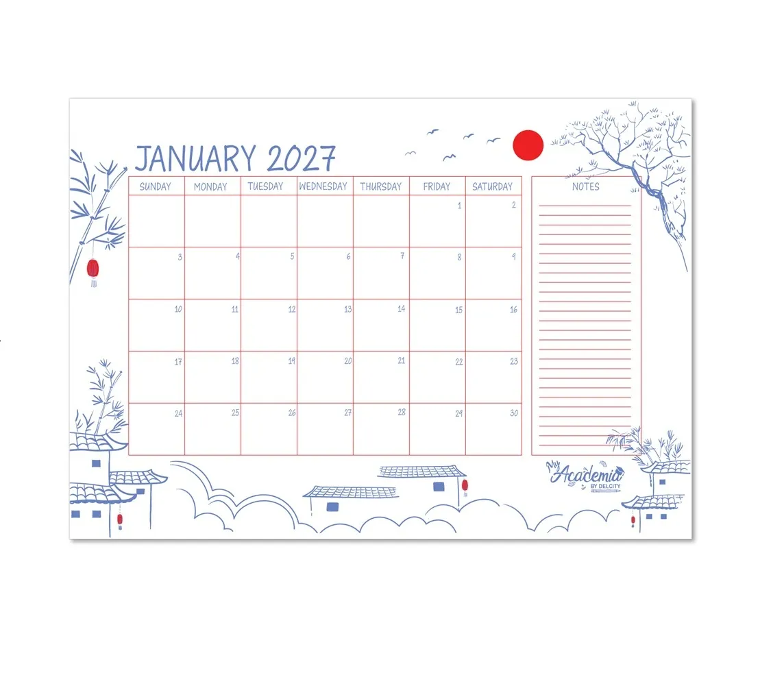 Desk Planner A3 2026 12 Pages Monthly My Academia