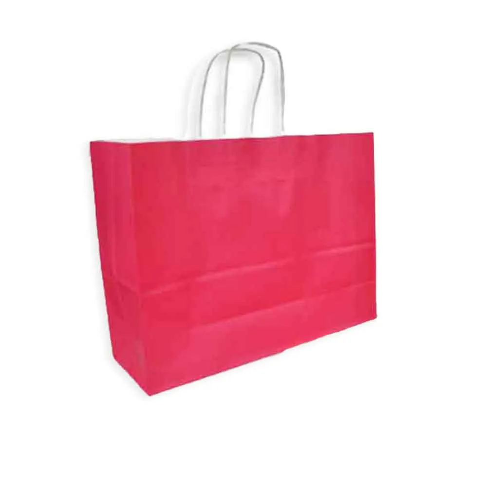 Paper Gift Bag Kraft Horizontal: Size: 32*25*12 cm, Fushia WTC