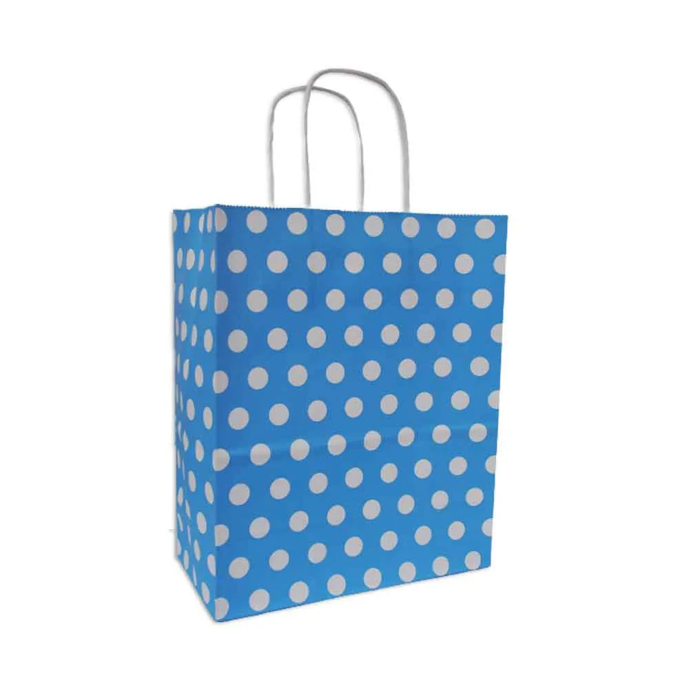 Paper Gift Bag Kraft Light Blue polka dot, size: 27*22*11 cm WTC