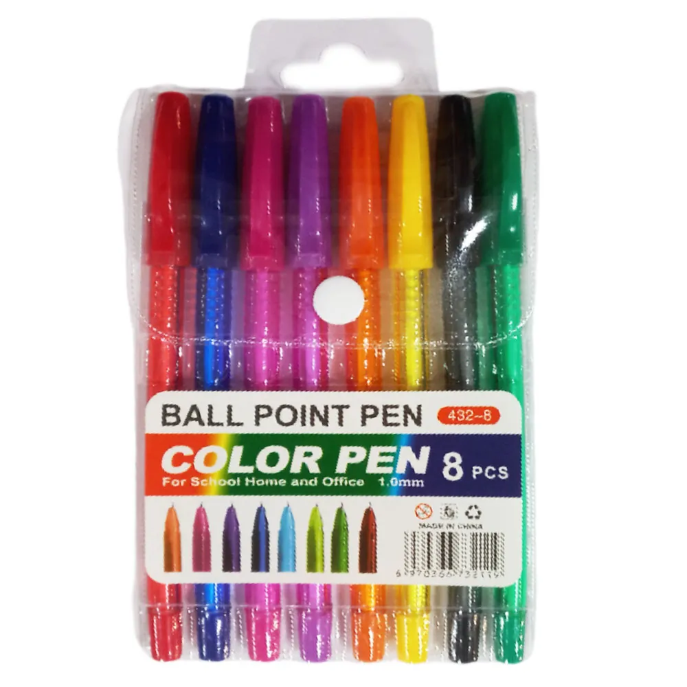 Ballpoint Pen Ref432-8 Ass Colours[Pk 8] MeliMelo