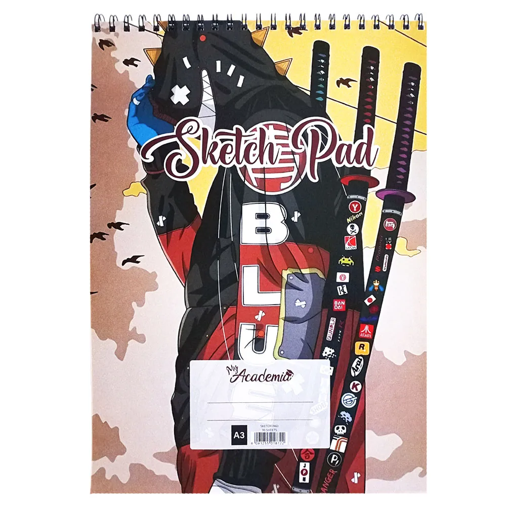 Sketch Book A3, 120gsm, 30 Sheets, Sword (Blue) My Academia