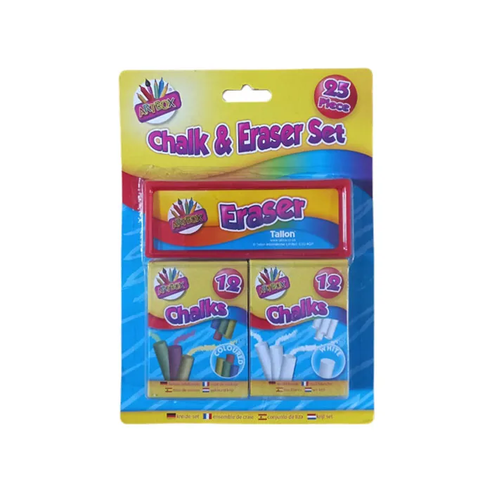 Chalk & Eraser Set Ref 5352 12 Pcs White & 12 Pcs Assorted Colors Tallon