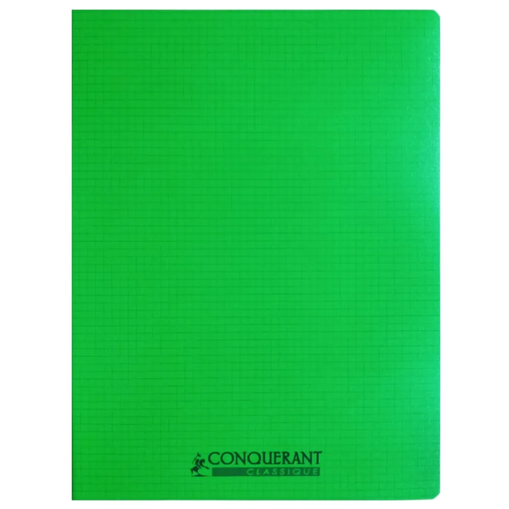 Classic Cover Notebook Ref 400092045  240*320cm, 96 pages, Checkered Polypro Green Conquerant