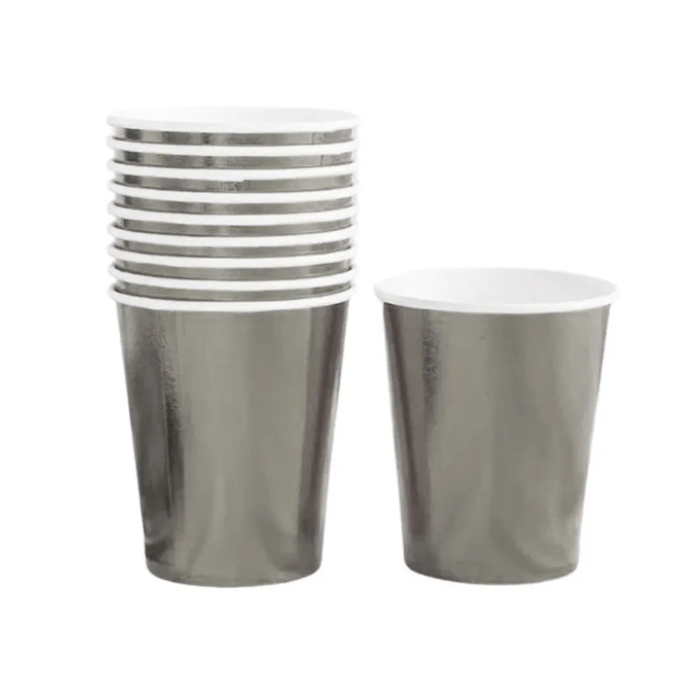 Disposable Paper Cup 200ml, Silver [Pk 10] WTC