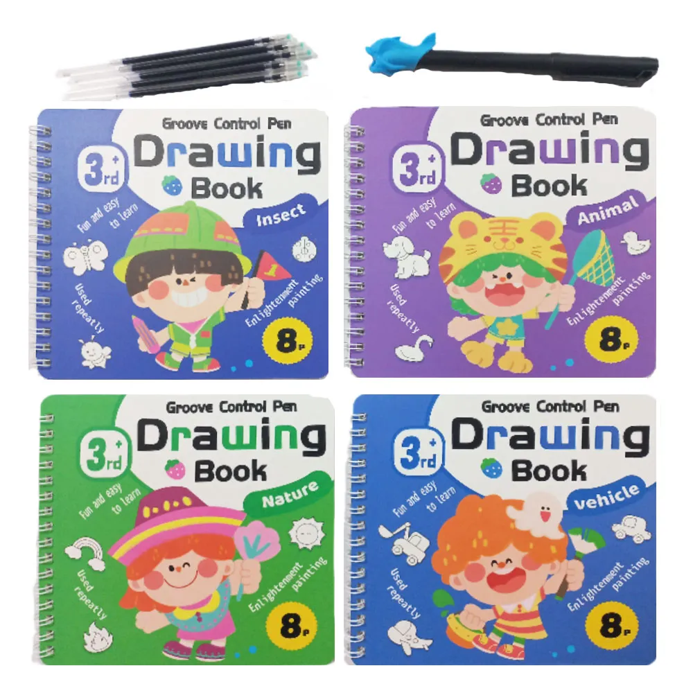 Drawing Book With Pen & Refills Ref B0409 160mm*150mm, 8 Pages Per Book [Pk 4] - Blue Meli Melo
