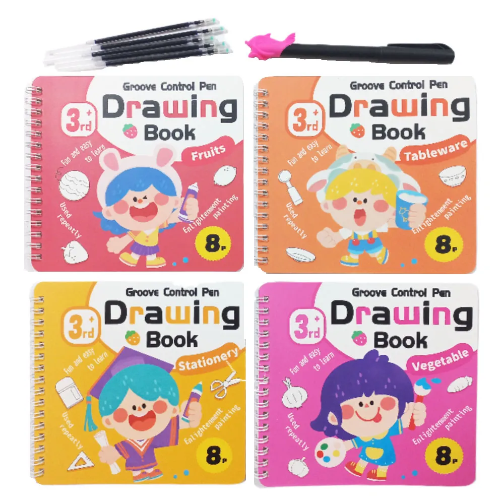 Drawing Book With Pen & Refills Ref B0409 160mm*150mm, 8 Pages Per Book [Pk 4] - Red Meli Melo