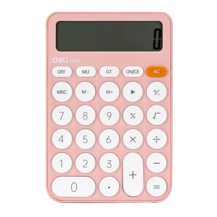 Desktop Calculator Ref EM124 12 Digits, Plastic Pink Deli
