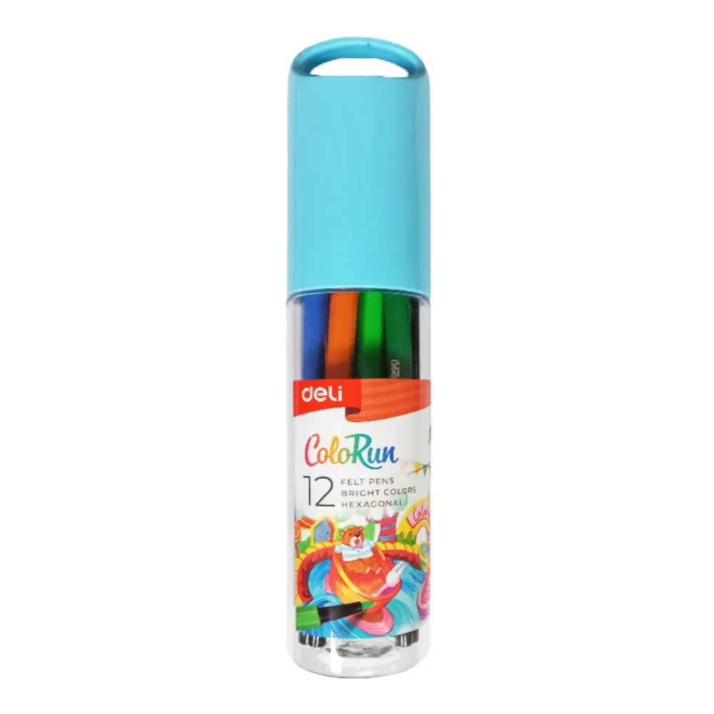 Felt Pen Ref C156-12 Tube of 12 Colour, Hexagonal Deli