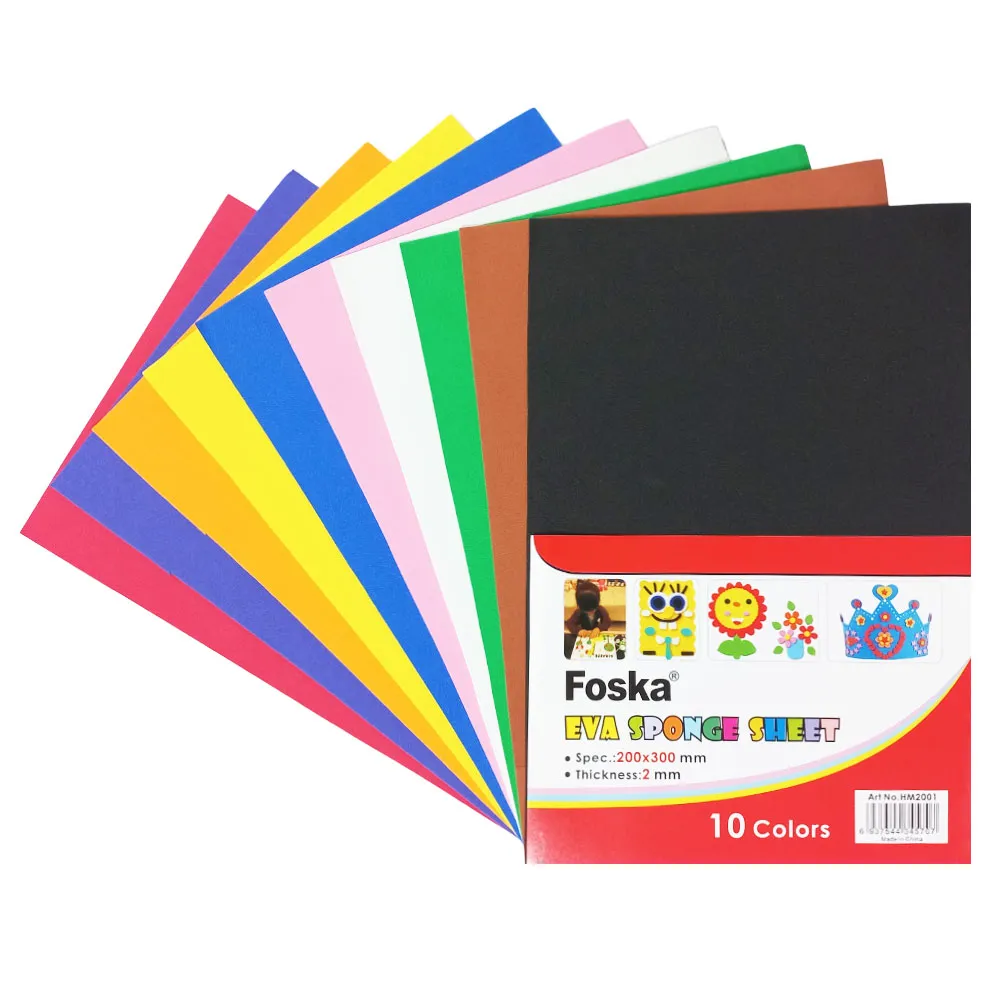 Foam Paper Ref HM2001 200*300mm, 2mm Assorted Color [Pk 10] Foska