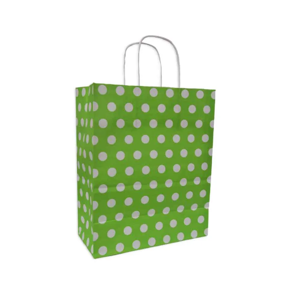 Paper Gift Bag Kraft Green Polka dot, size: 27*22*11 cm WTC