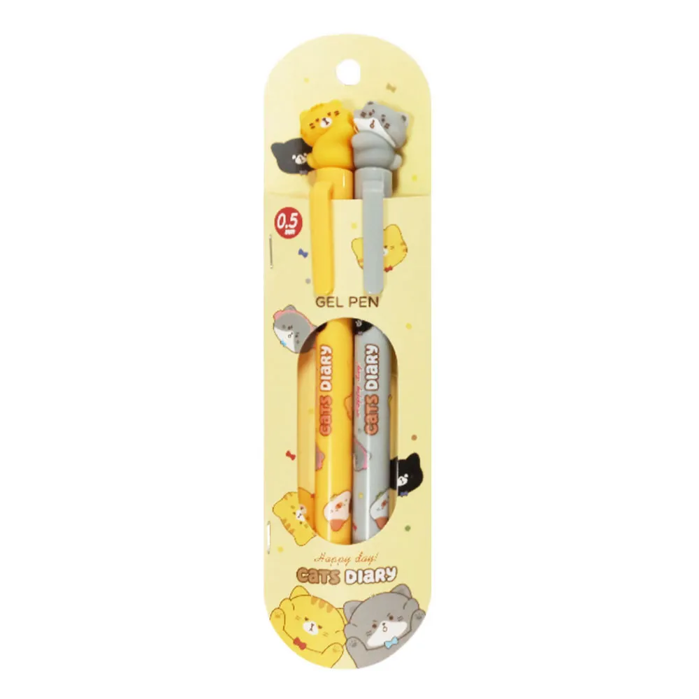 Gel Pen Ref KK-8081 0.5mm Black, Set of 2 Cats Meli Melo