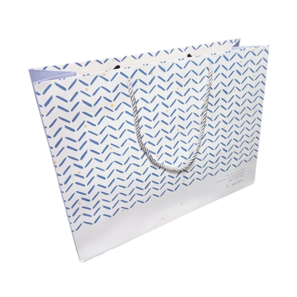 Gift Bag Ref H-4413 White & Blue Patterns, 33*25.5*11cm - Large Meli Melo