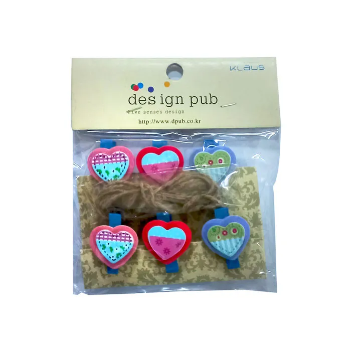 Wooden Clip Ref WW6772-145 3D Heart [Pk 6] FW