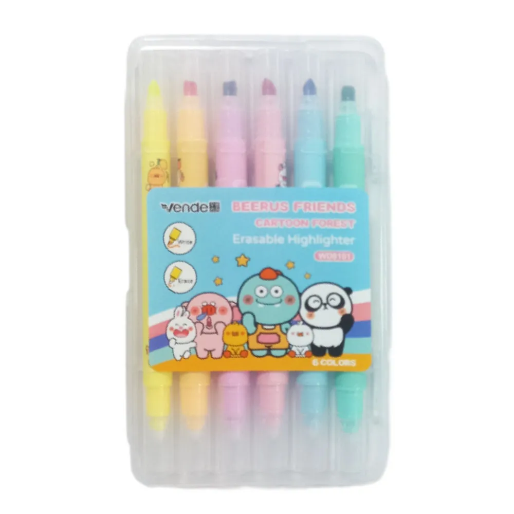 Highlighter Ref WD-8101 Eraseable, Double Heads  [Pk 6] MeliMelo