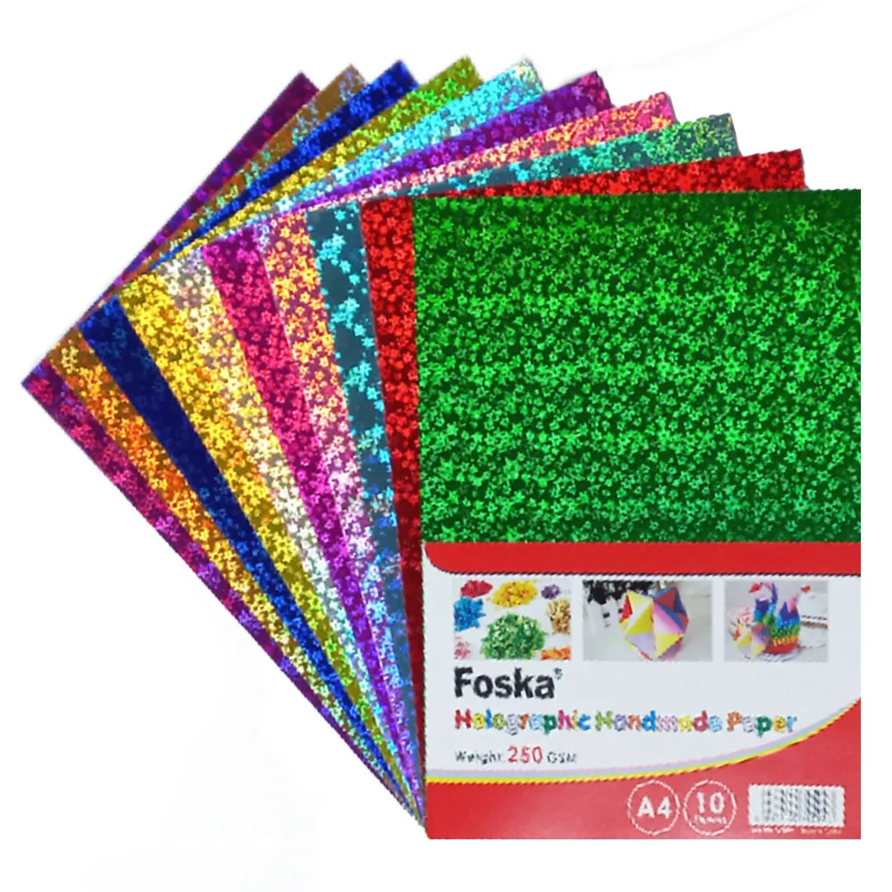 Holographic Paper Ref HM1250H A4, 250gsm Assorted Color [Pk 10] Foska