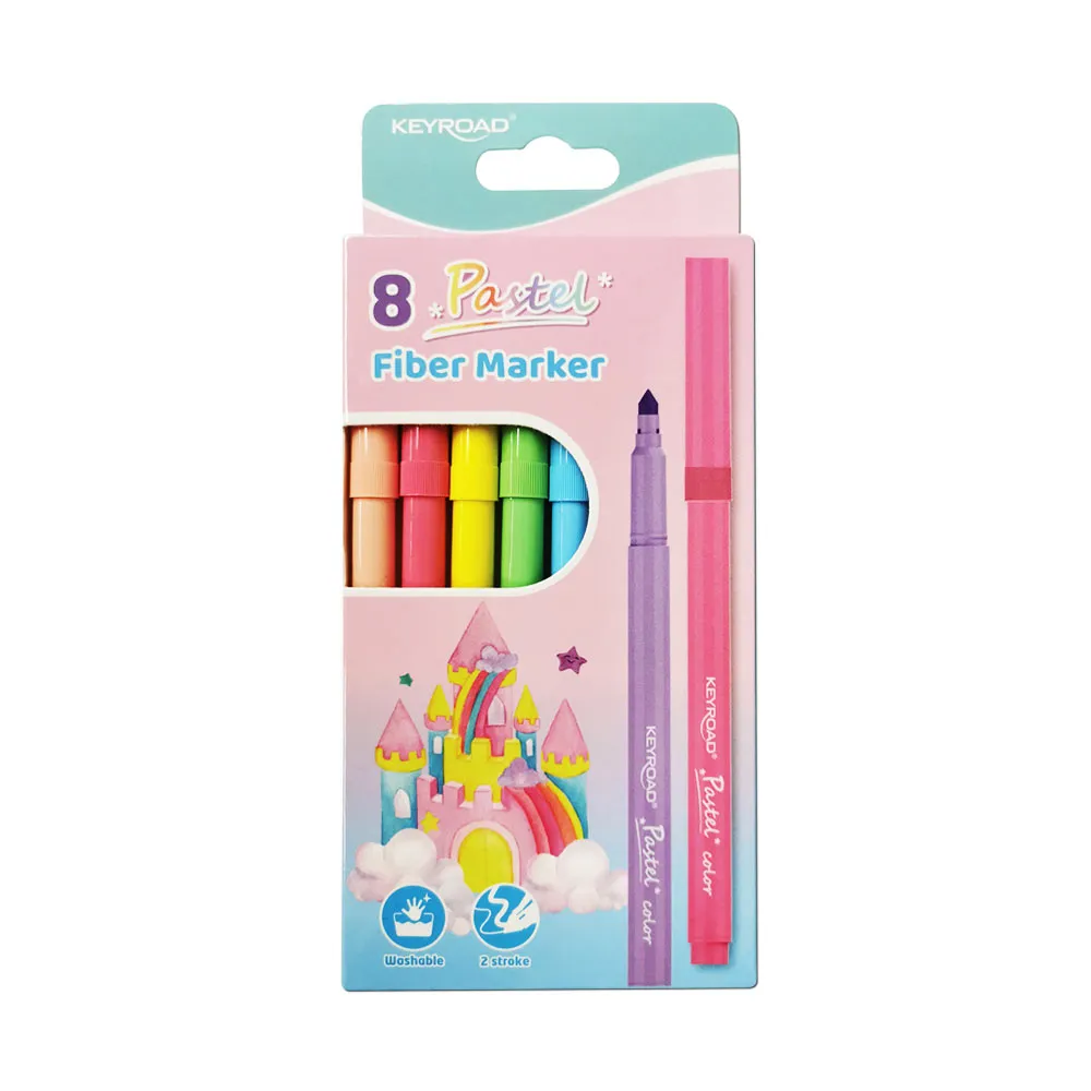 Colored Fiber Marker Ref KR972034 Pastel Pk 8 [Washable] KeyRoad