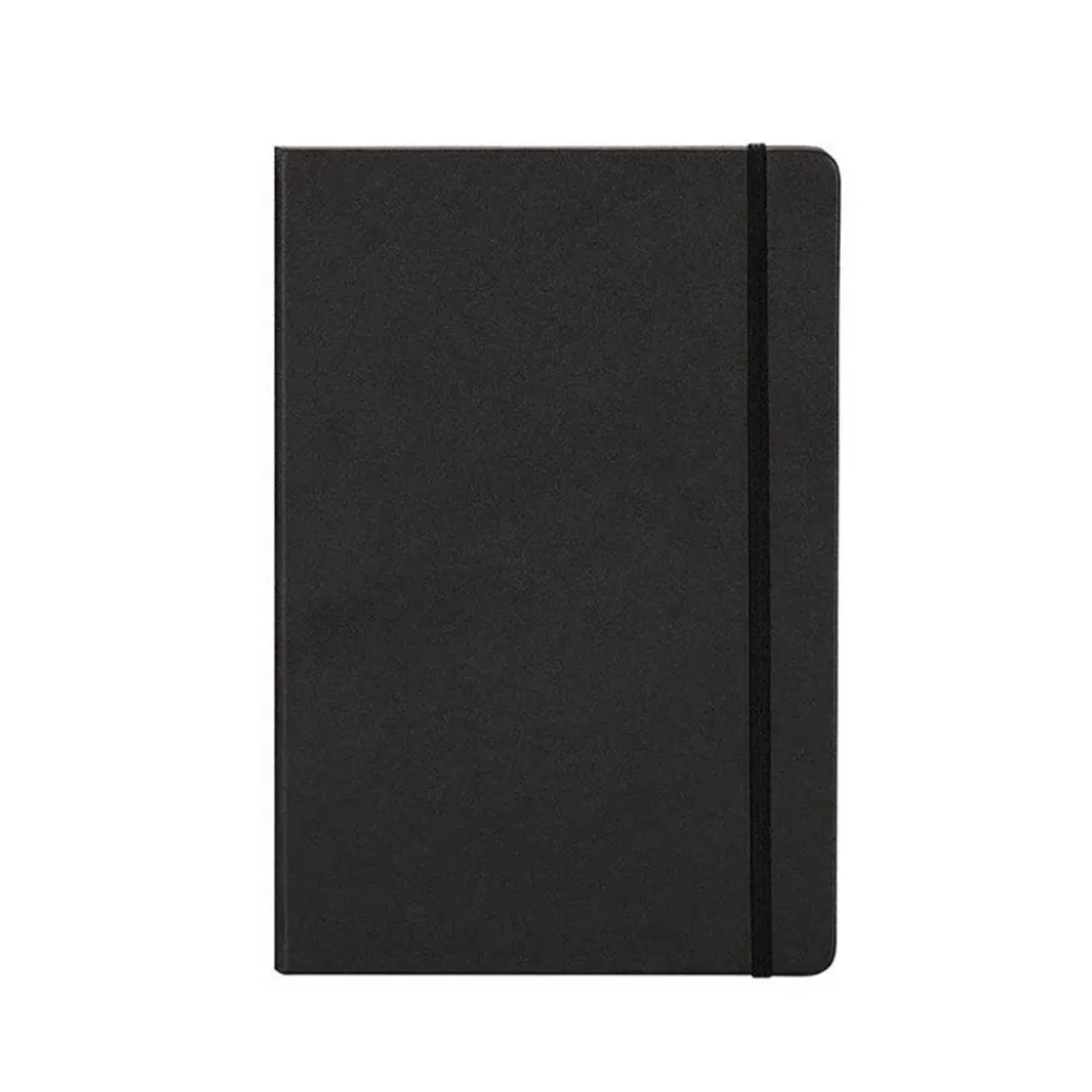 Leather Cover Notebook Ref N112L A5, 96 Sheets, 70gsm, Black Deli
