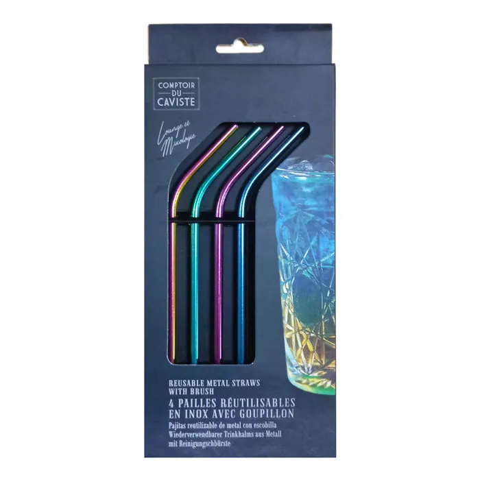 Metal Straw Ref KV7296 20.5cm, With brush [Pk 4] Cook Concept