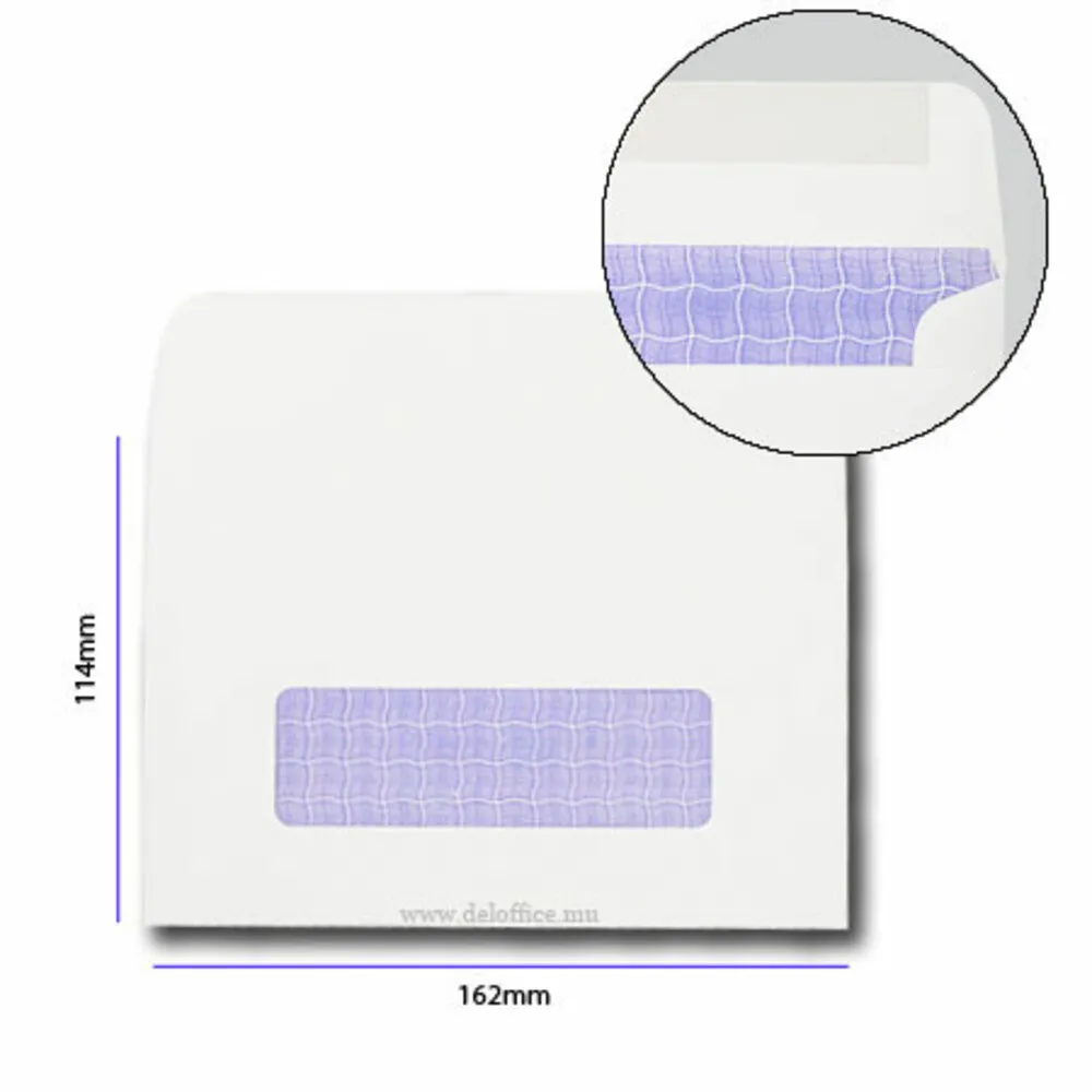 Envelope White Window C6, W162*D114mm [Pk 100] PP