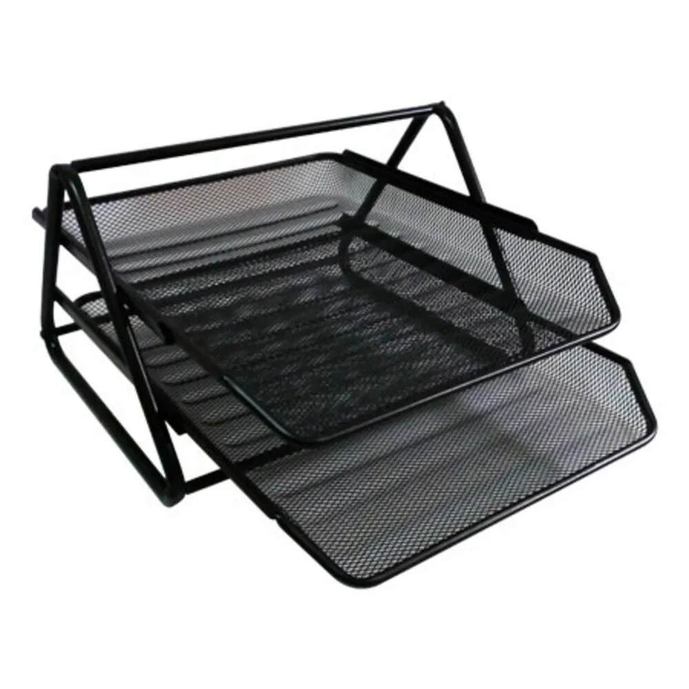 File Tray Metal Ref E9183 350*274*185mm, 2 Level, Black Deli