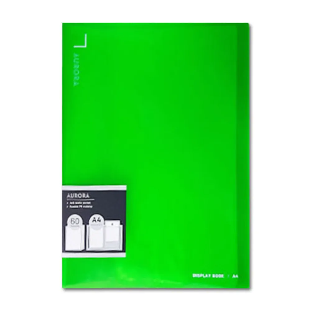 Display Book PVC Aurora Ref B02752 A4 60 pockets, Green Deli