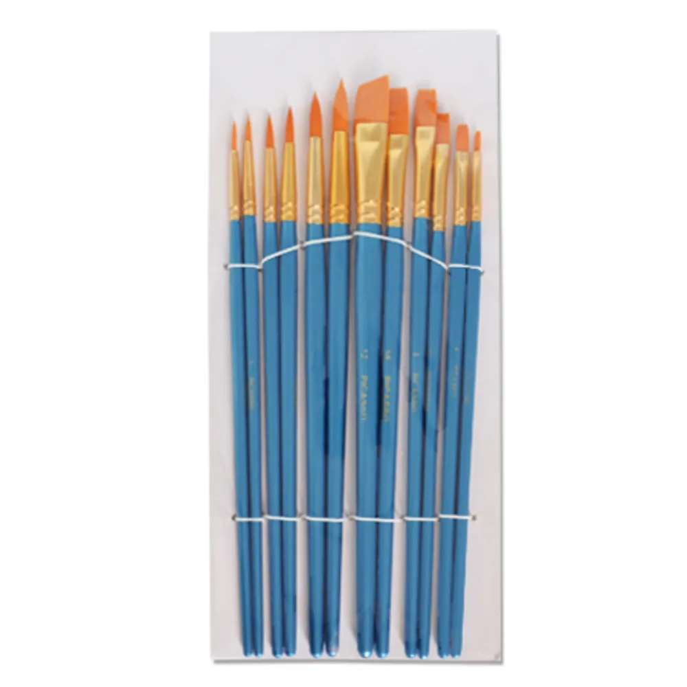 Artist Paint Brush Round And Flat Brushes [Set of 12], Synthetic Gold Picasso