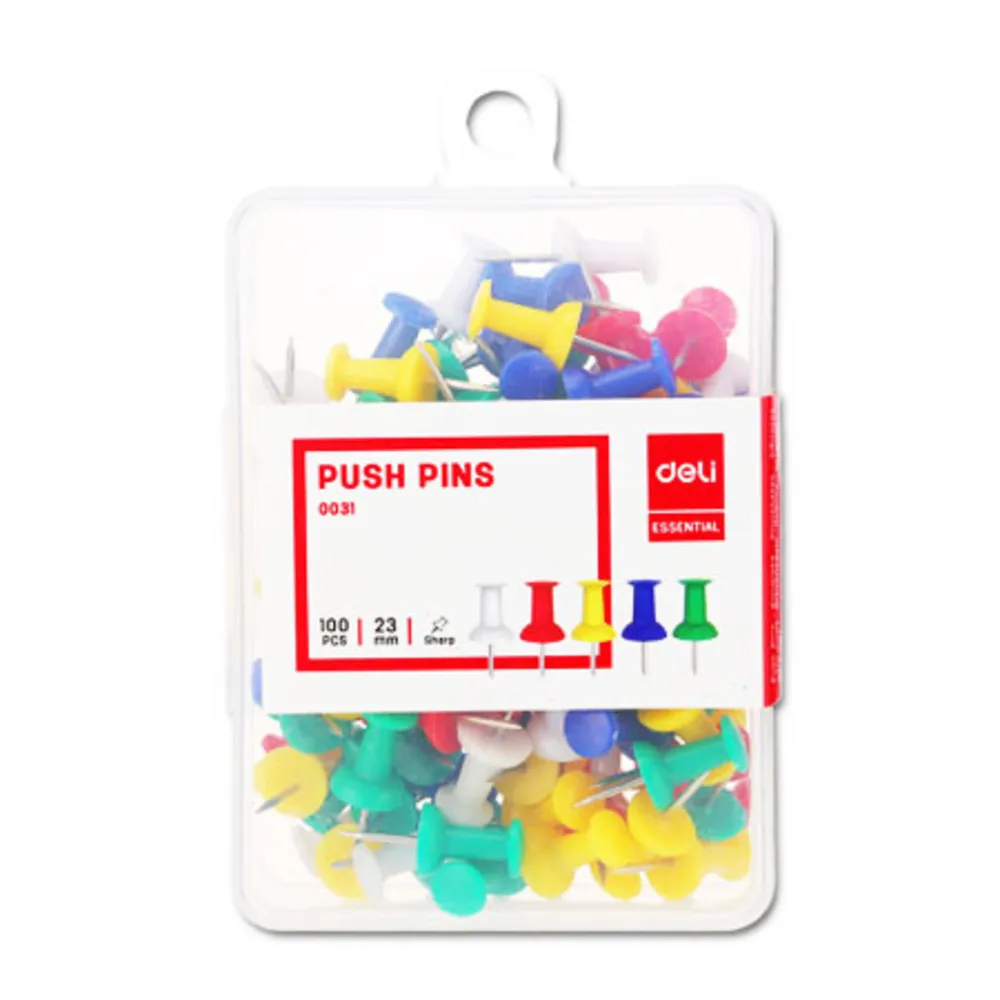 Push Pins Ref E0031 5 Mixed Colours [Pk 100] Deli
