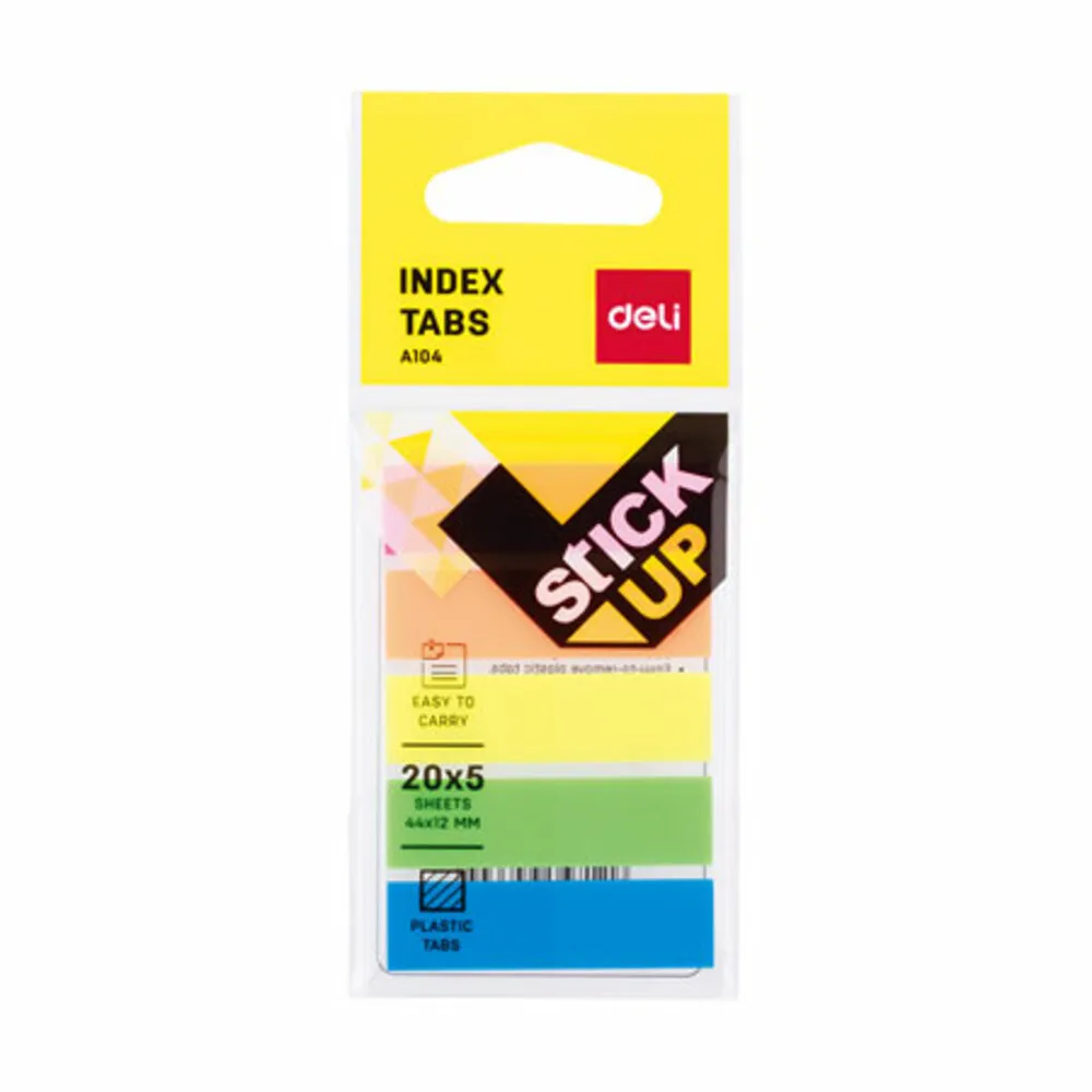 Sticky Notes Fluo Ref EA10402 44*12mm, 20 Sheets, 5 Colours Deli