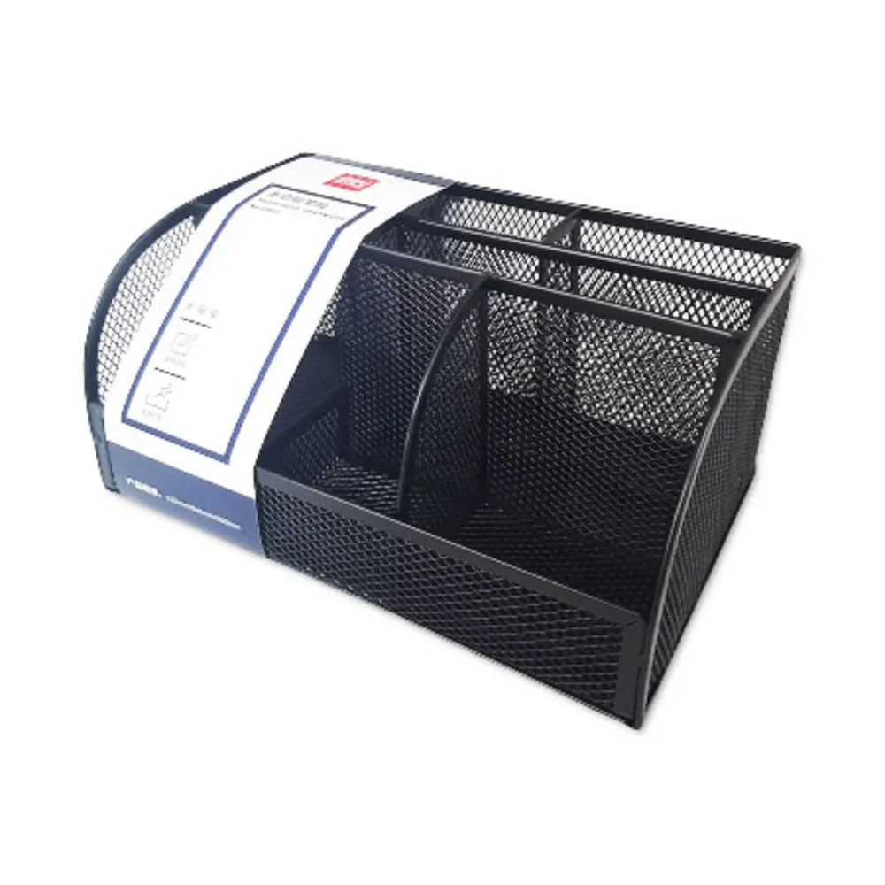 Desk Organiser Mesh Steel Ref 8903 S:223*140*100mm, Black 7 Comp  Deli